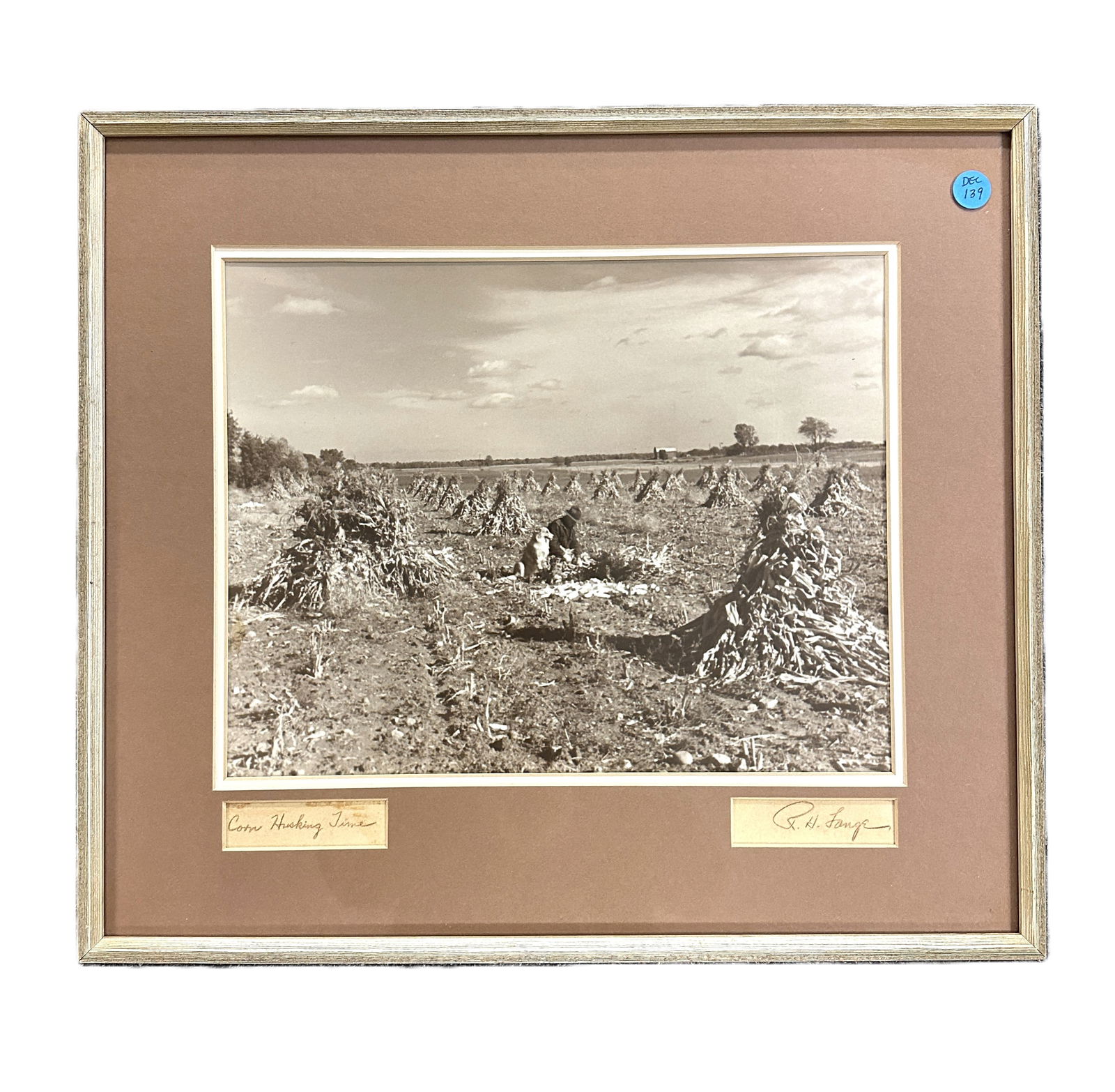 LANGE CORN HUSKING TIME SEPIA PHOTOGRAPH (1 of 4)