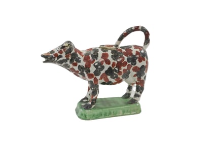 ANTIQUE ENGLISH POTTERY PEARLWARE COW CREAMER
