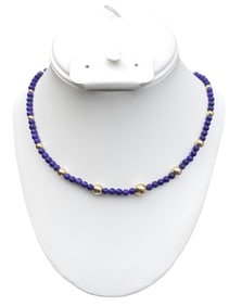 LAPIS LAZULI & 14k BEAD NECKLACE