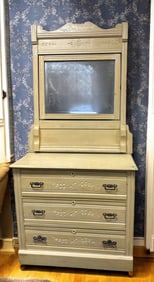 ANTIQUE AMERICAN DRESSER & MIRROR