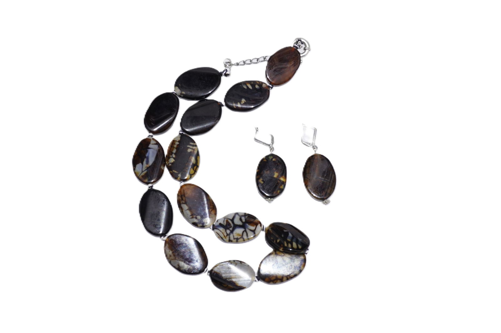 NATURAL POLISHED CHALCEDONY NECKLACE & EARRINGS (1 of 2)