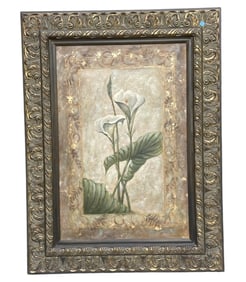 LARGE ORIGINAL CALLA LILY PAINTING SIGNED ZANER