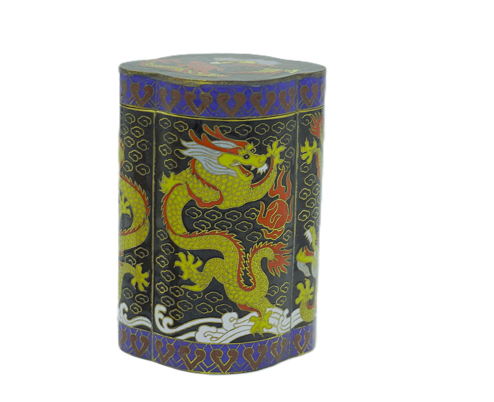 CHINESE BRONZE CLOISONNE DRAGON BOX REPUBLIC PERIOD (1 of 7)