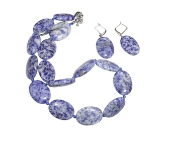 NATURAL BLUE SODALITE NECKLACE & EARRINGS