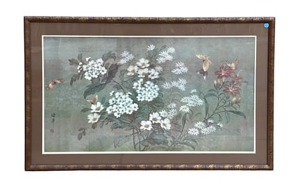 MID CENTURY LARGE ASIAN PRINT FRAMED