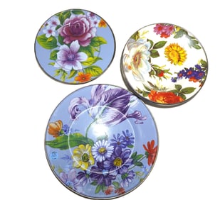 MACKENZIE-CHILDS FLOWER MARKET ENAMELWARE BOWLS & PLATES