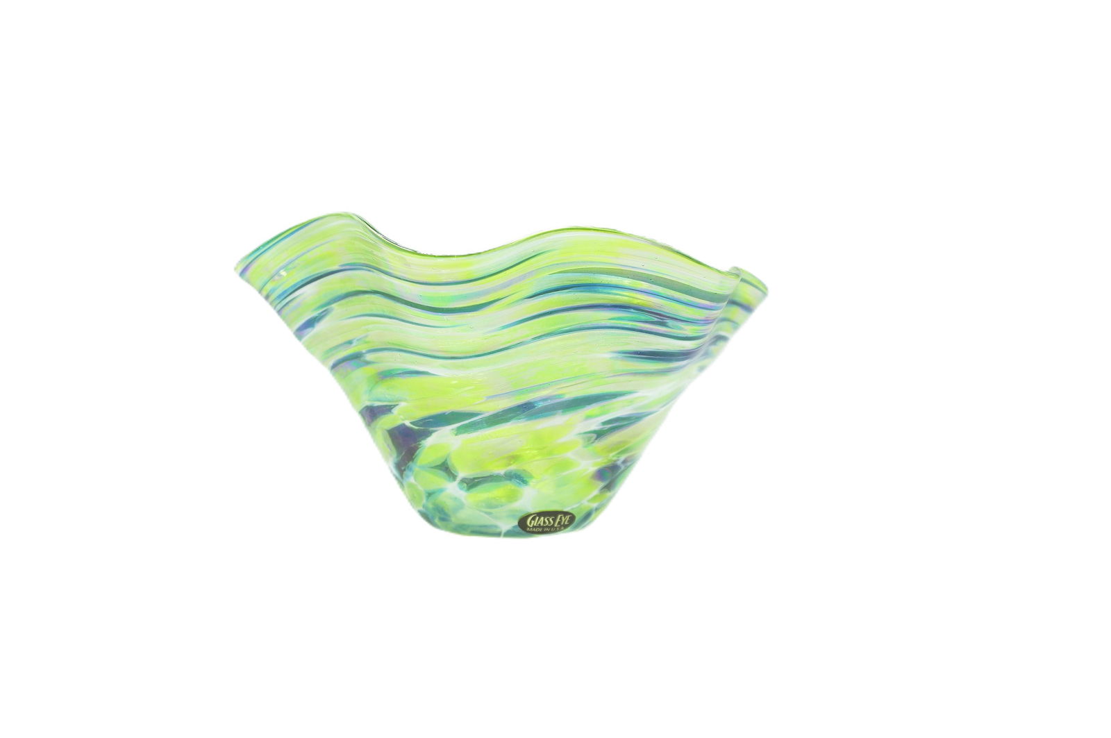 GLASS EYE STUDIO GREEN BLUE IRIDESCENT RUFFLE BOWL (1 of 7)