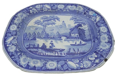 LARGE ANTIQUE GEORGIAN MEAT PLATTER STAPLED REPAIR