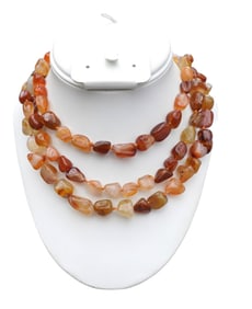 NATURAL POLISHED CARNELIAN AGATE / CHALCEDONY NECKLACE
