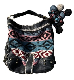 VINTAGE ISABELLA FIORE KNIT POM POM BAG / TOTE