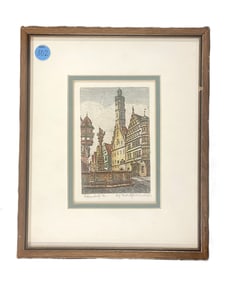 ERNST GEISSENDORFER SIGNED ETCHING OF ROTHENBURG, GERMANY