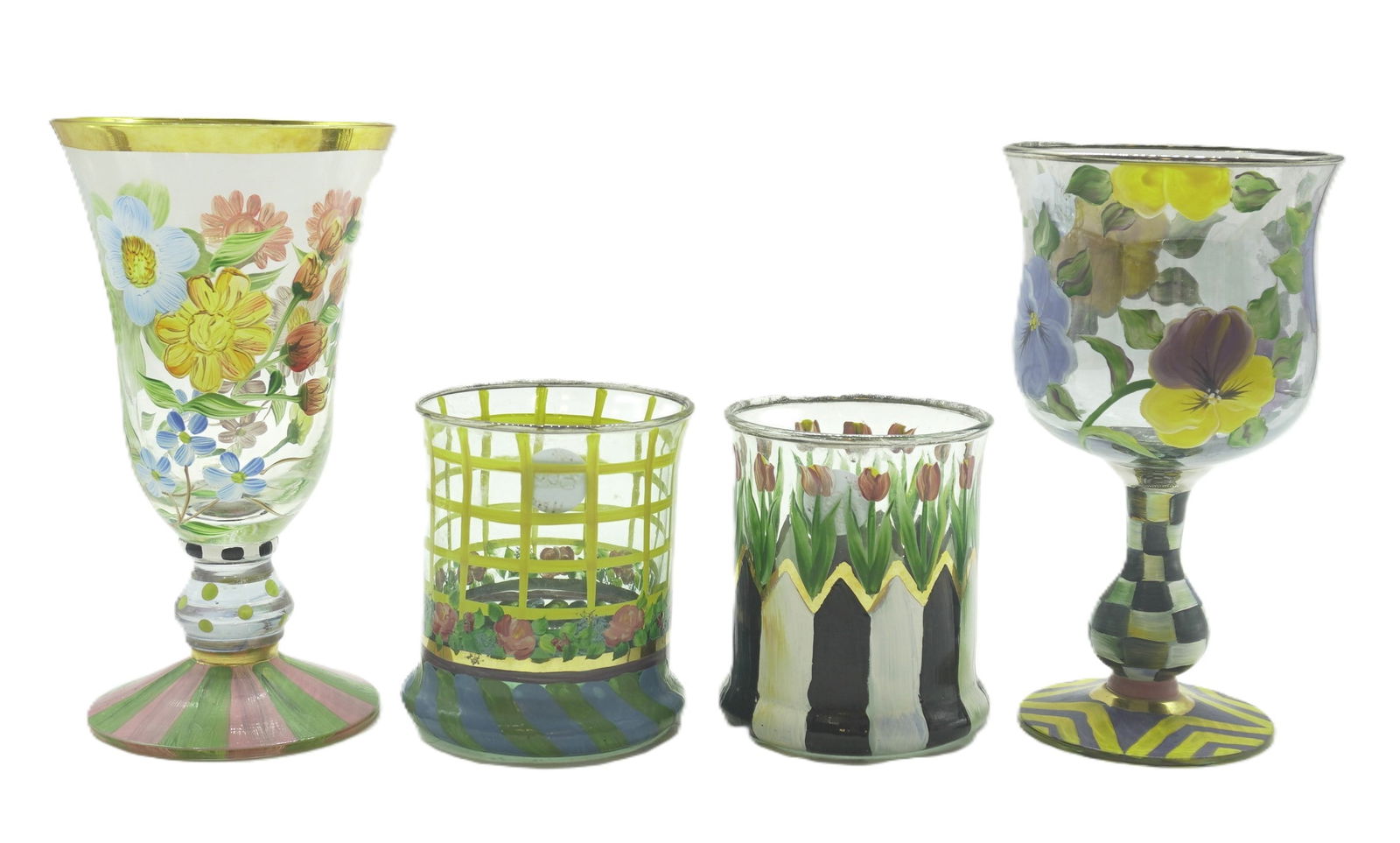 MACKENZIE-CHILDS HAND PAINTED GLASSES - 4 PIECES (1 of 4)
