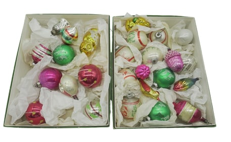 MID-CENTURY GLASS ORNAMENTS - 26 PIECES