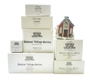 MISC. CHRISTMAS VILLAGE LOT, 11 PIECES - DEPARTMENT 56 SNOW VILLAGE, DICKENS VILLAGE, AND MORE!