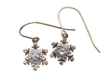 VINTAGE BLUE TOPAZ STAR SNOWFLAKE EARRINGS