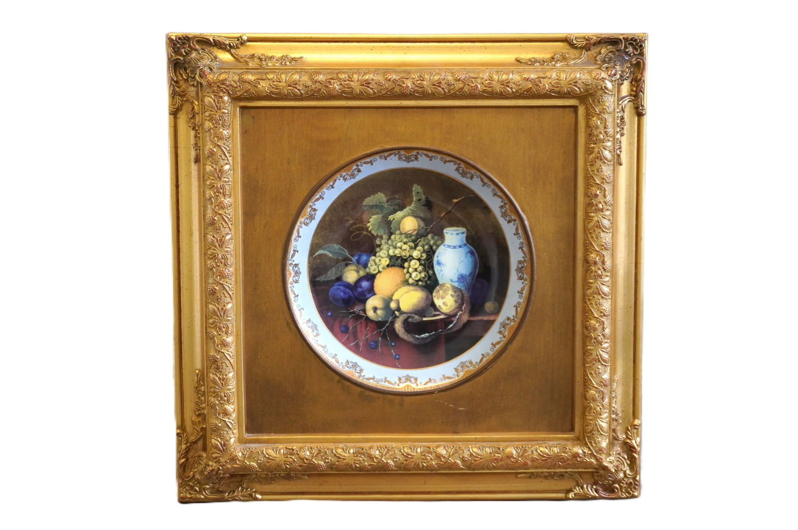 MARK ROBERTS DESIGN GILT FRAMED PORCELAIN STILL LIFE (1 of 3)