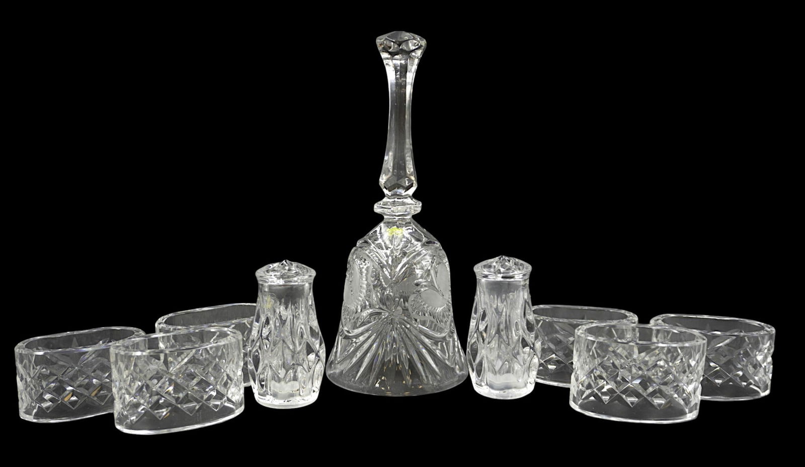 9 pc CRYSTAL INCL 6 WATERFORD NAPKIN RINGS (1 of 4)