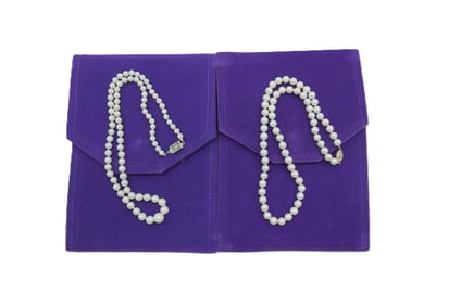 2 WHITE CULTURED FRESHWATER PEARL NECKLACES