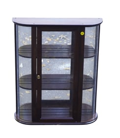 CURVED GLASS MAHOGANY DISPLAY CASE