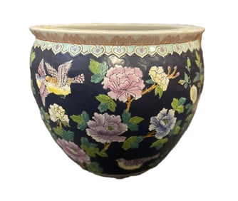 LARGE VINTAGE CHINESE PORCELAIN FISH BOWL