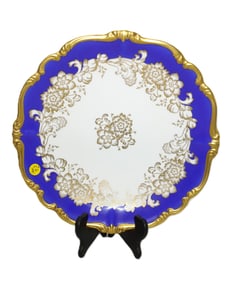 LARGE ROSENTHAL SELB BAVARIA POMPADOUR BLUE & GOLD PORCELAIN BOWL