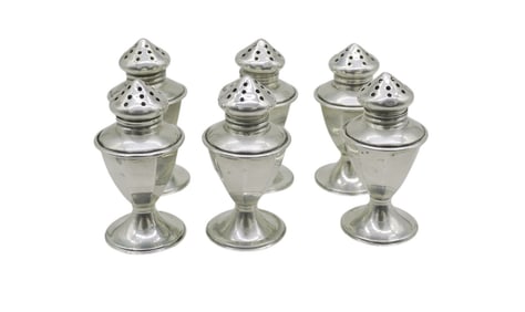 6 STERLING SILVER INDIVIDUAL SALT SHAKERS