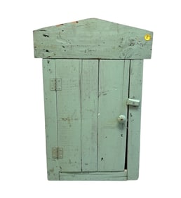 ANTIQUE PRIMITIVE PAINTED SMALL WOOD CUPBOARD