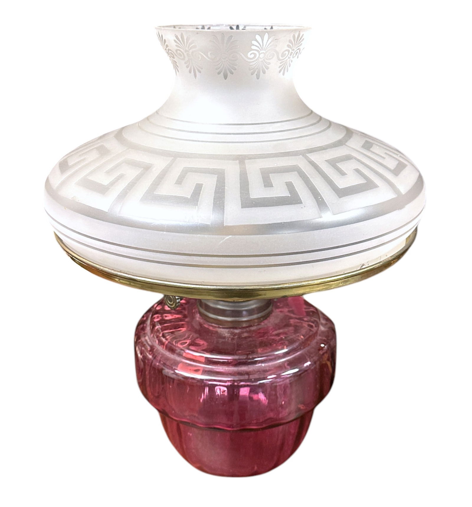 ANTIQUE CRANBERRY GLASS OIL LAMP ELECTRIFIED (1 of 6)