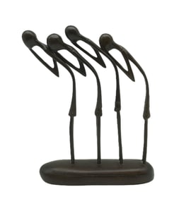 MCM CARVED EBONY AFRICAN BENDING SKELETONS