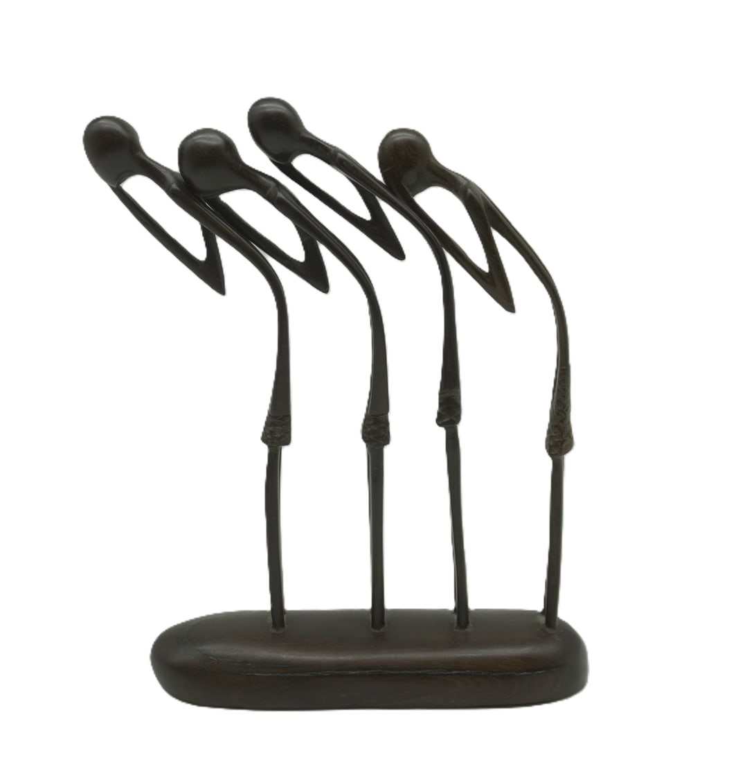 MCM CARVED EBONY AFRICAN BENDING SKELETONS (1 of 3)