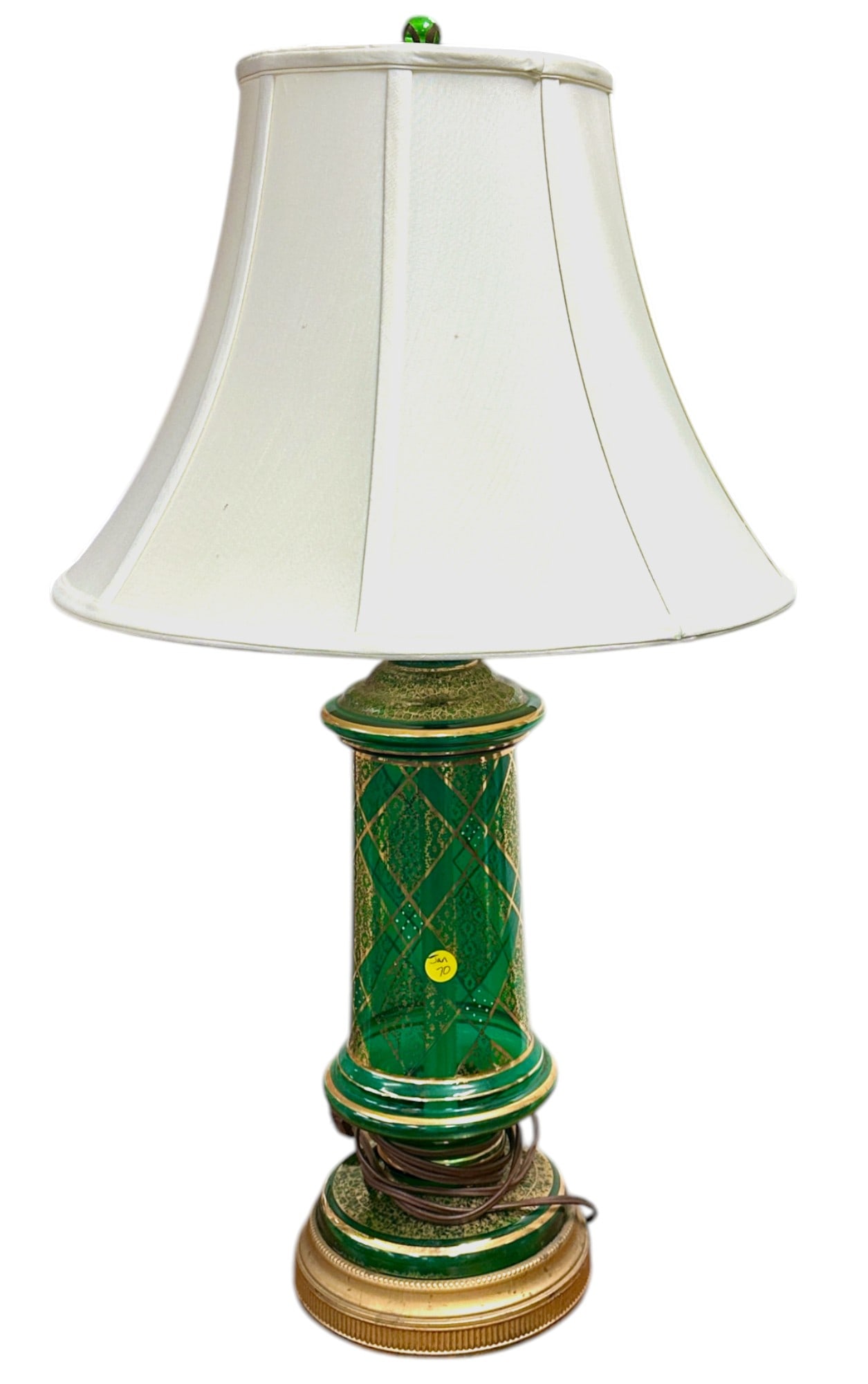MCM EMERALD GREEN & GILT GLASS TABLE LAMP (1 of 7)
