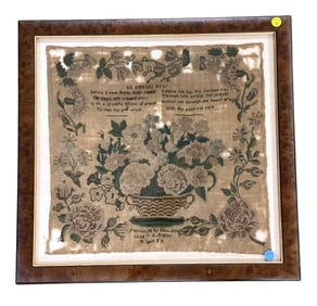 ANTIQUE 1890 NEEDLEWORK EVENING HYMN
