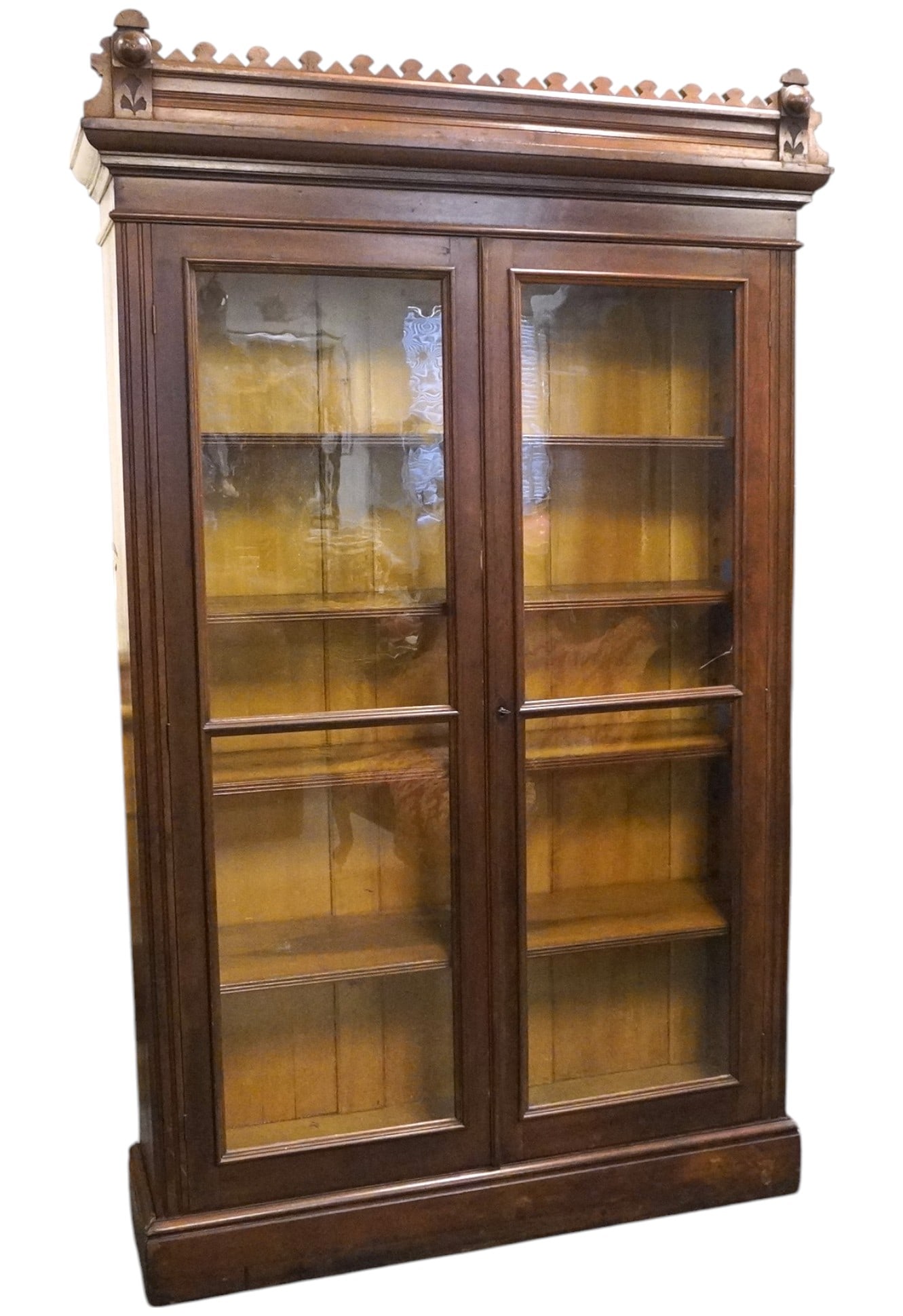 ANTIQUE AMERICAN EASTLAKE WALNUT BOOKCASE DISPLAY (1 of 4)