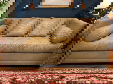 MCM TUFTED LEATHER SOFA / DAYBED