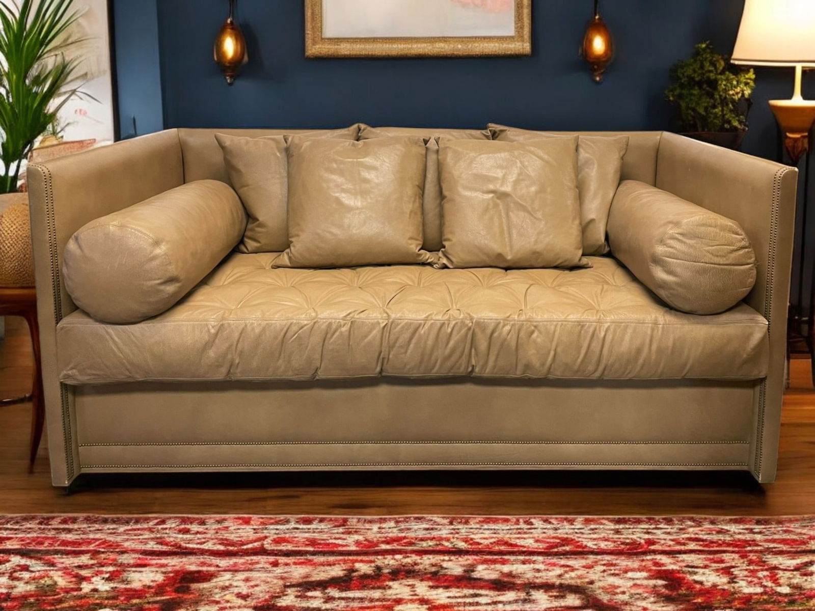 MCM TUFTED LEATHER SOFA / DAYBED (1 of 11)