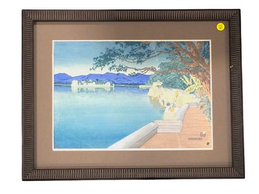 RARE CHARLES W. BARTLETT WOODBLOCK "UDAIPUR" SIGNED