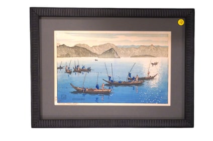 RARE CHARLES W. BARTLETT WOODBLOCK SIGNED USHIBUSE