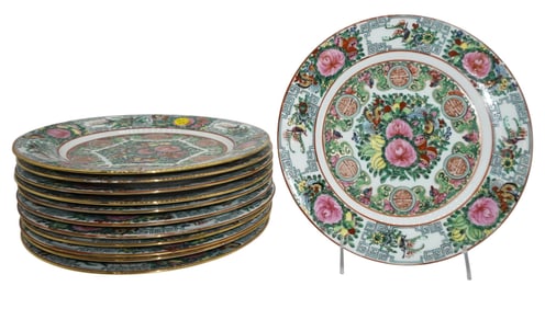 12 VINTAGE ROSE MEDALLION CELEBRATION DINNER PLATES