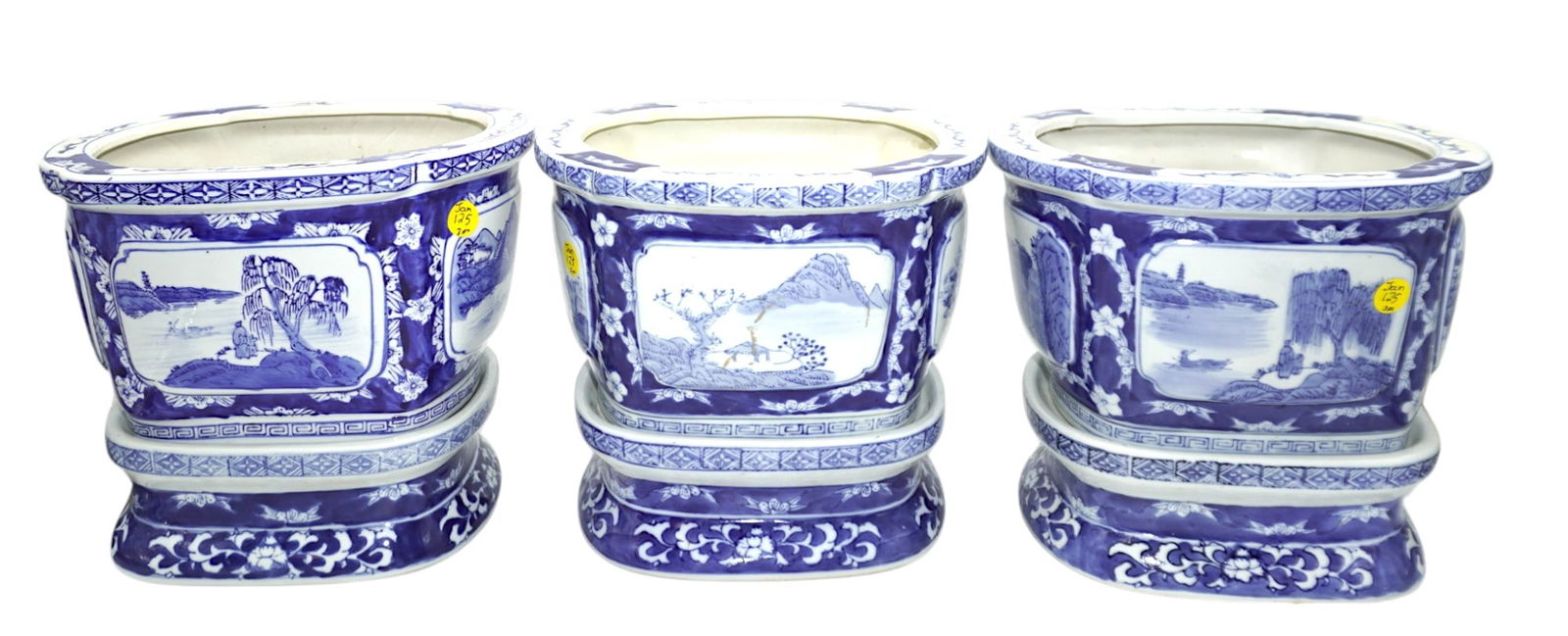 SET OF 3 MATCHING CHINOISERIE PLANTERS & STANDS (1 of 9)