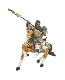 CHINESE TANG WARRIOR SANCAI GLAZE ON HORSE