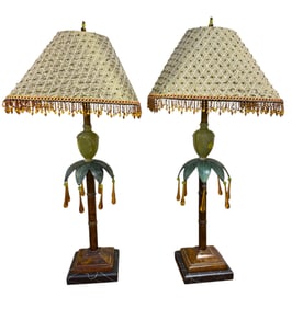 MATCHED PAIR FREDERICK COOPER PALM TREE LAMPS