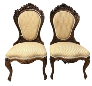 PAIR EXCEPTIONAL JOHN HENRY BELTER SLIPPER CHAIRS