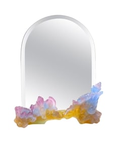 RARE DAUM PATE DE VERRE GLASS MIRROR