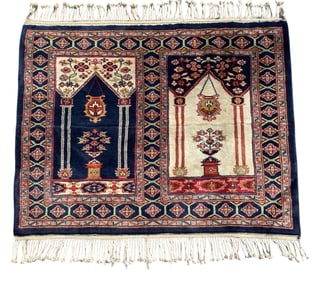 HAND KNOTTED WOOL PRAYER RUG