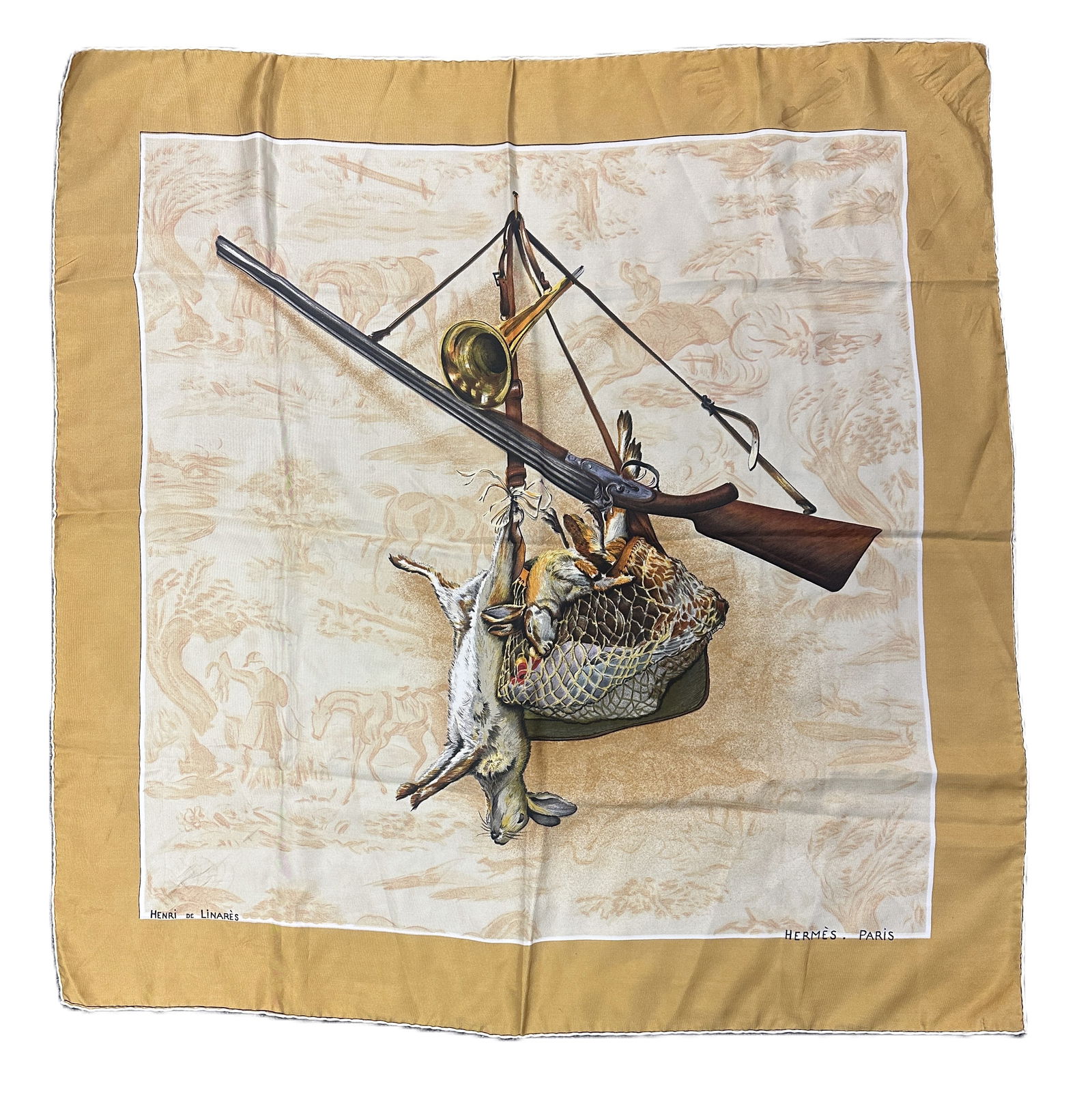 VINTAGE HERMES THE HUNTER'S RETURN SILK SCARF (1 of 7)
