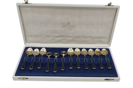 12 DAVID ANDERSON STERLING ENAMELED DEMITASSE