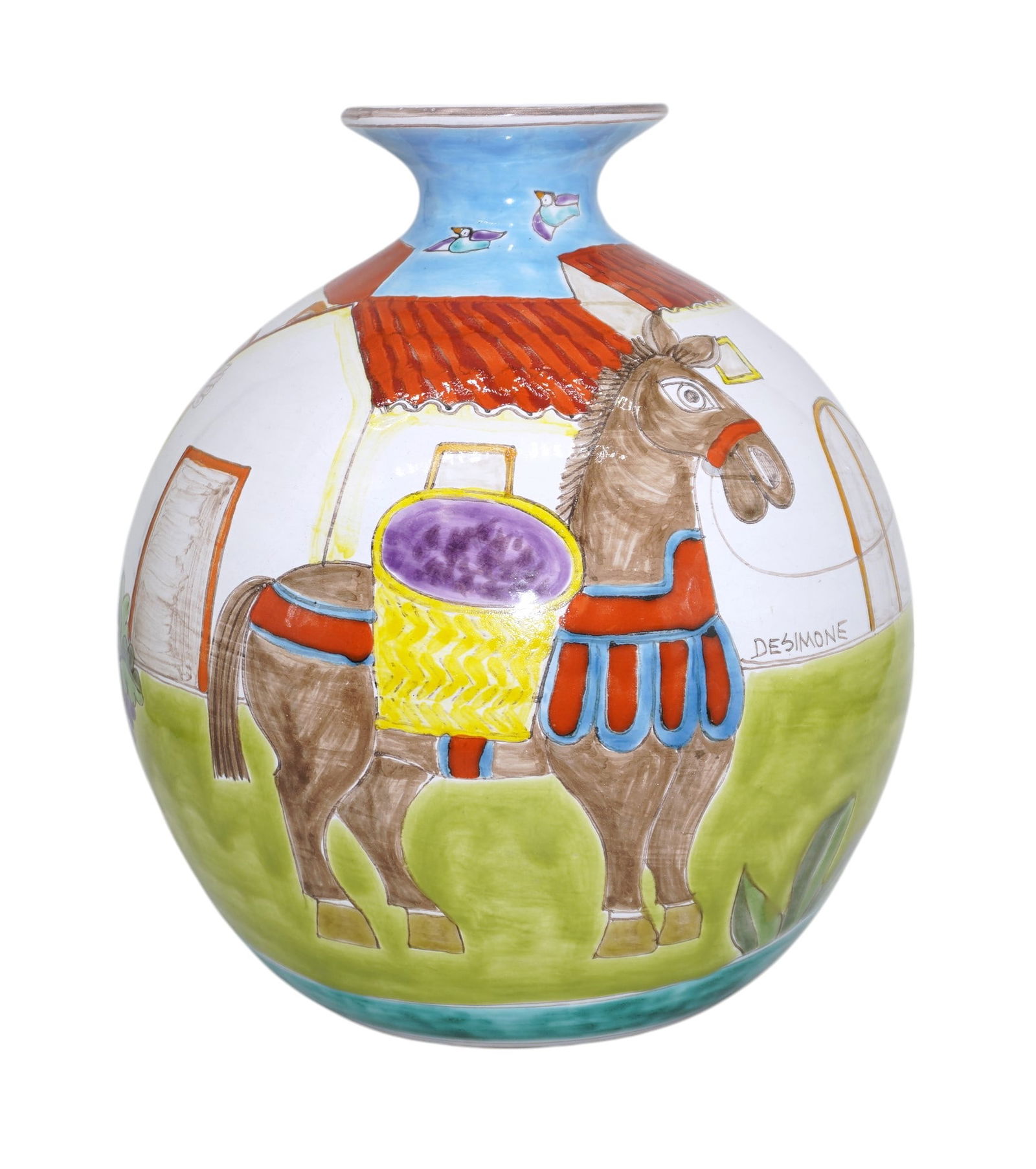 RARE MID CENTURY GIOVANNI DESIMONE ORIGINAL CERAMIC ITALIAN VASE (1 of 8)