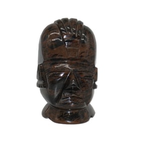 MAHOGANY OBSIDIAN CARVED NATIVE STONE STATUE