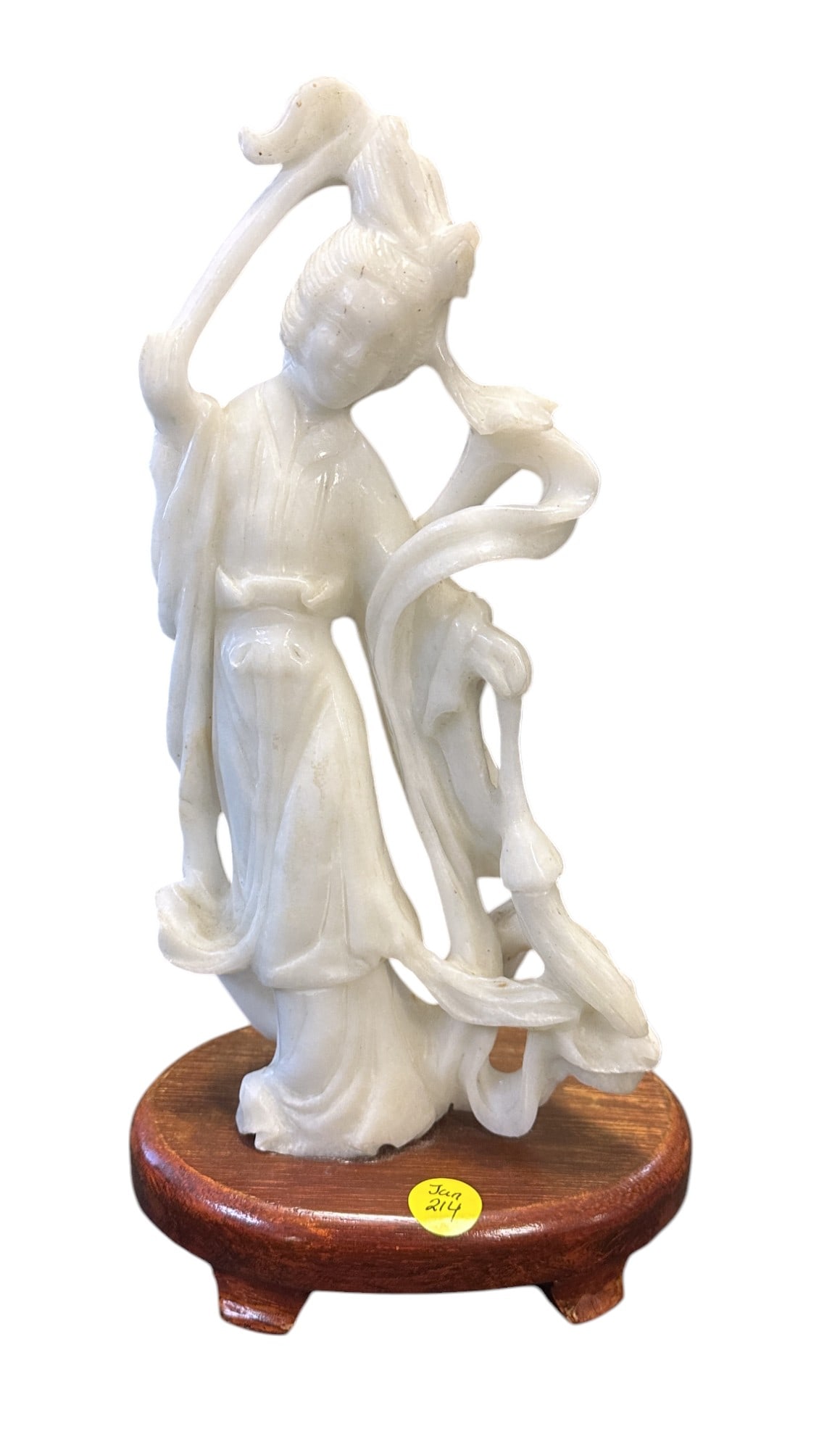 CHINESE CARVED WHITE JADE GEISHA (1 of 5)