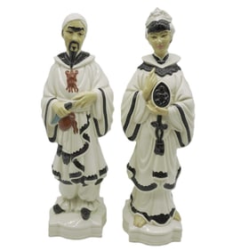 VINTAGE PAIR CHINESE EMPEROR AND EMPRESS FIGURINES